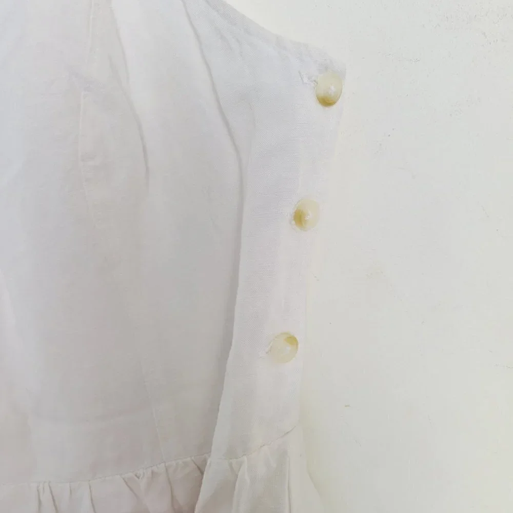 Abercrombie & Fitch Linen White Tank Button Side Midi Dress Size Small Tall